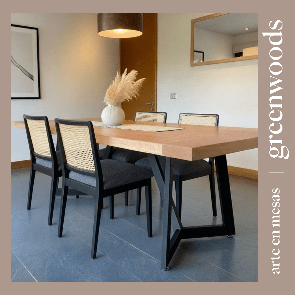 Mesa de comedor madera y fierro negro modelo Siena. - mesa comedor | Greenwoods Chile